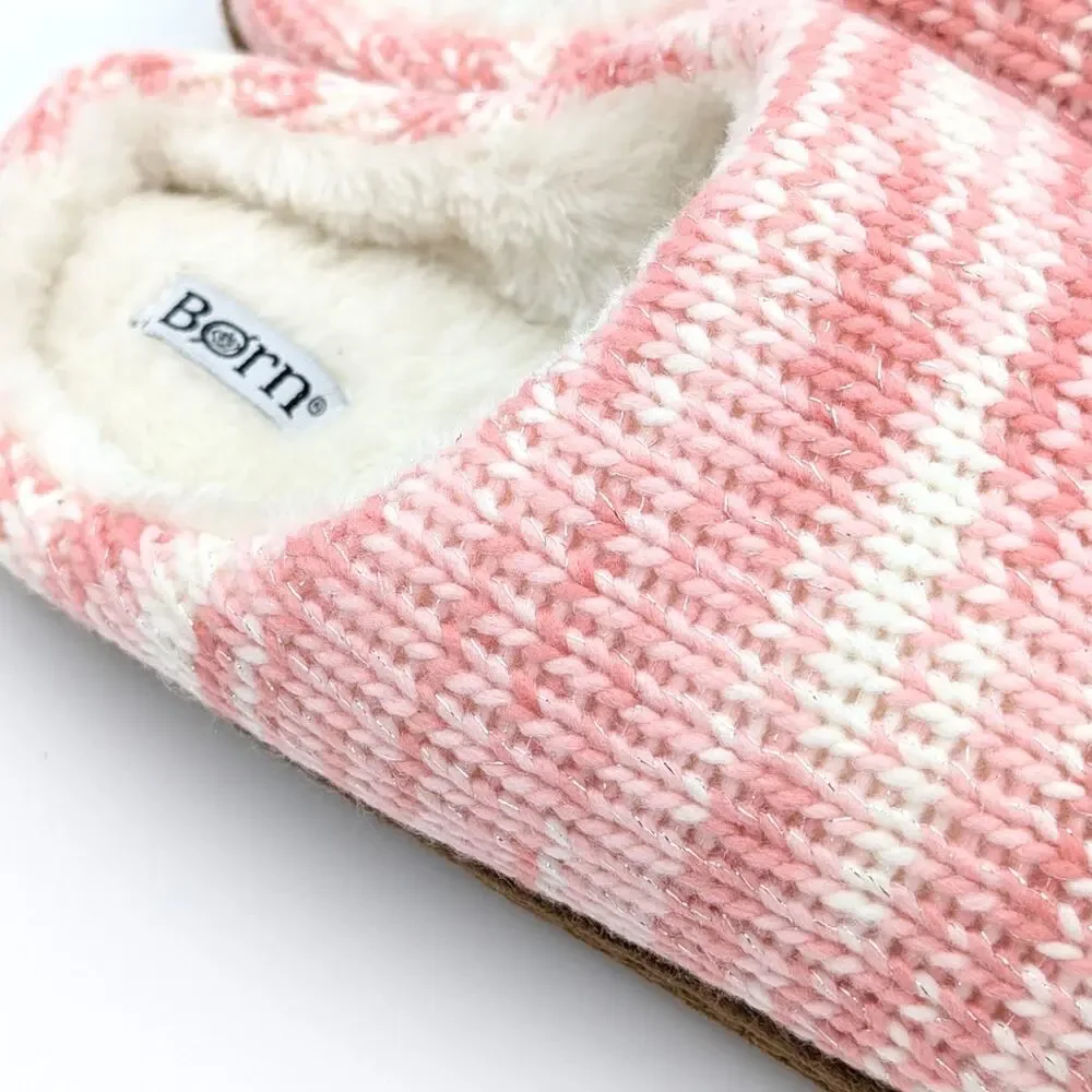 Born Faux Fur Knit Slipper Shoes Open Back Women's Pink/White Size US9-10 EU41 - Picture 9 of 9